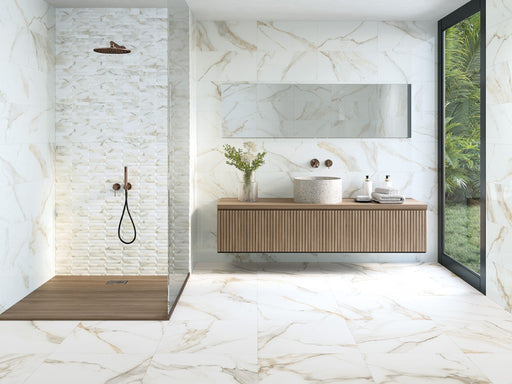 Siesta Gold Marble Effect Gloss Ceramic Wall Tile 300x600mm