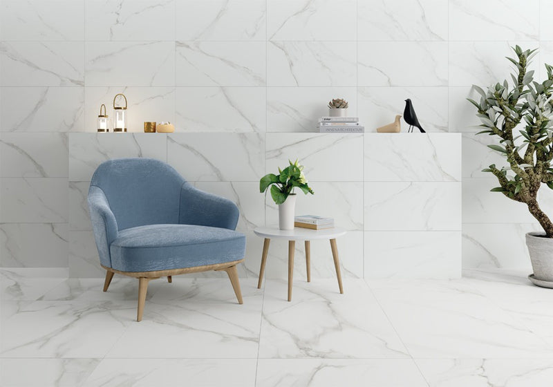 Siesta white marble effect tile 300x600mm - view 2