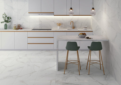 Siesta White Marble Effect Gloss Ceramic Wall Tile 300x600mm