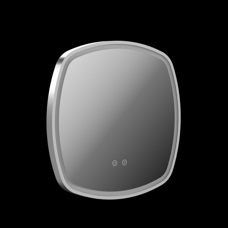 Stanway 500mm Illuminated Soft Square Mirror With Demister in Satin Chrome