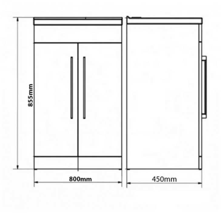 Kartell K-VIT Purity 800mm Floor Standing 2 Door Unit & Ceramic Basin - Storm Grey Gloss (FUR042PU-FUR060PU)