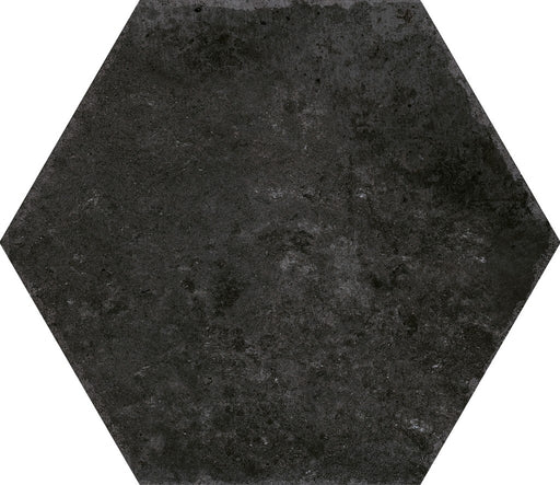 Sunrise Black Plain Matt Porcelain Hexagon Wall & Floor Tile 230x270mm