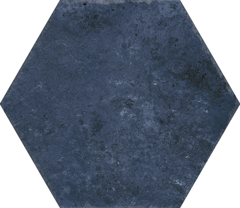 Sunrise Blue Plain Matt Porcelain Hexagon Wall & Floor Tile 230x270mm