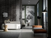 Tampa black gloss porcelain wall and floor brick tile 240x60mm - view 2