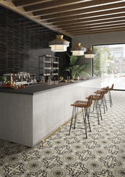 Tampa black gloss porcelain wall and floor brick tile 240x60mm - view 3