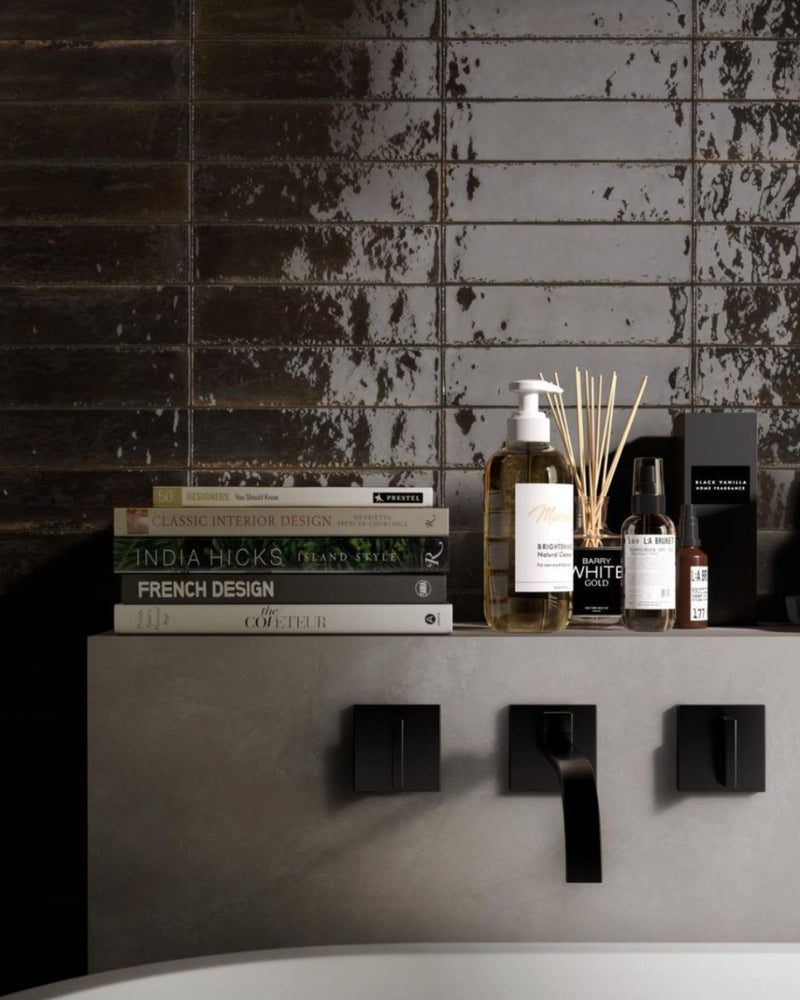Tampa Black Gloss Porcelain Wall & Floor Tile 240x60mm