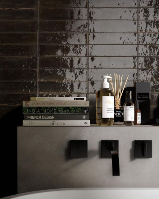 Tampa Black Gloss Porcelain Wall & Floor Tile 240x60mm