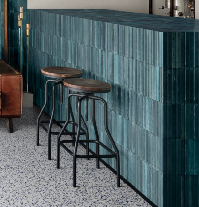 Tampa Blue 3D Rake Gloss Porcelain Wall & Floor Tile 240x60mm