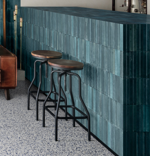 Tampa Blue 3D Rake Gloss Porcelain Wall & Floor Tile 240x60mm