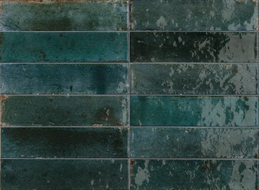 Tampa blue gloss porcelain wall and floor brick tile 240x60mm - view 2
