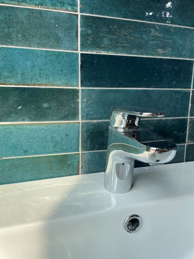 Tampa blue gloss porcelain wall and floor brick tile 240x60mm - view 3