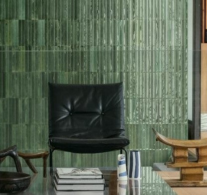 Tampa green 3D rake gloss porcelain wall and floor brick tile 240x60mm - view 2