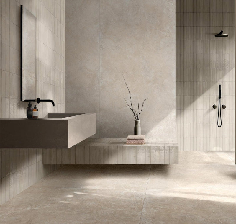 Tampa ivory gloss porcelain wall and floor brick tile 240x60mm - view 4