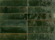 Tampa olive gloss porcelain wall and floor brick tile 240x60mm - view 4