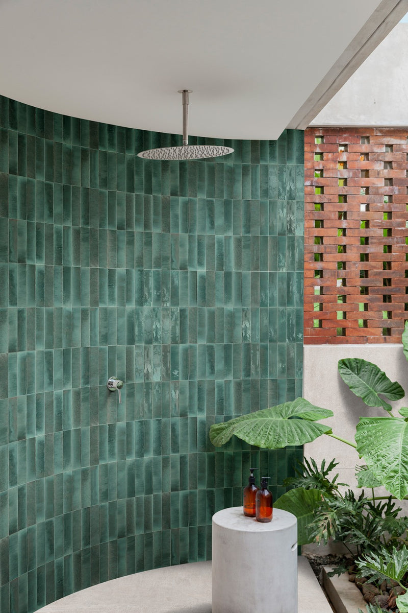 Tampa turquoise gloss porcelain wall and floor brick tile 240x60mm - view 3