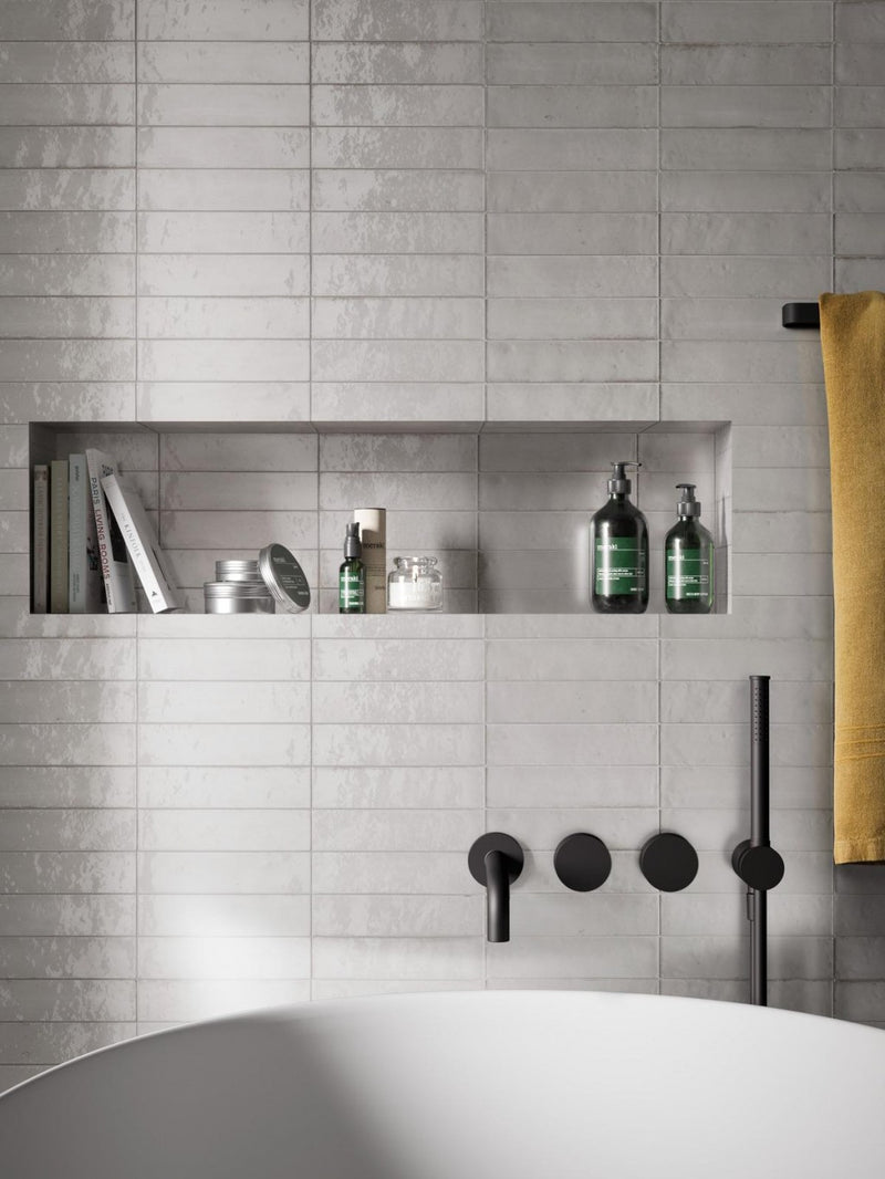 Tampa white gloss porcelain wall and floor brick tile 240x60mm - view 3
