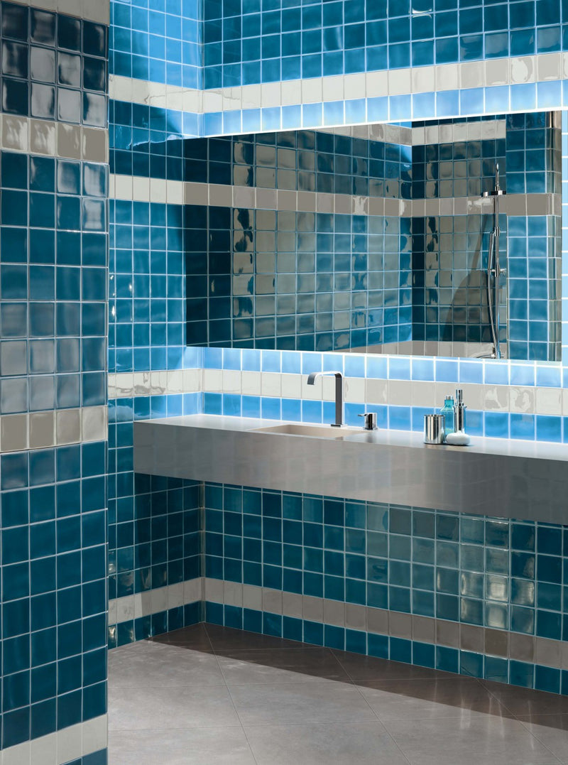 Tarpon petrol blue handmade effect tile 70x140mm - view 2