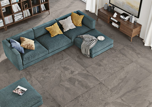 Tavares Dark Slate Effect Matt Porcelain Wall & Floor Tile 600x1200mm