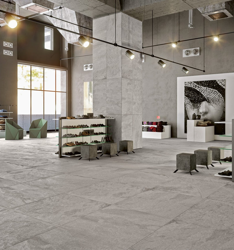 Tavares Fog Slate Effect Matt Porcelain Wall & Floor Tile 600x1200mm