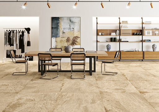 Tavares Gold Slate Effect Matt Porcelain Wall & Floor Tile 600x600mm