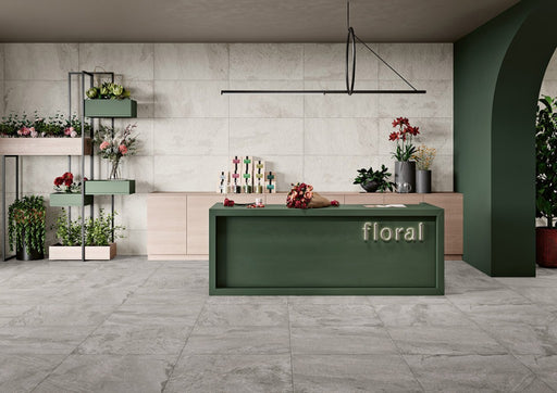 Tavares Light Slate Effect Matt Porcelain Wall & Floor Tile 600x1200mm