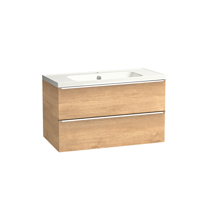 Tavistock Cadence Slab 800mm Wall Mounted Unit - Danish Oak