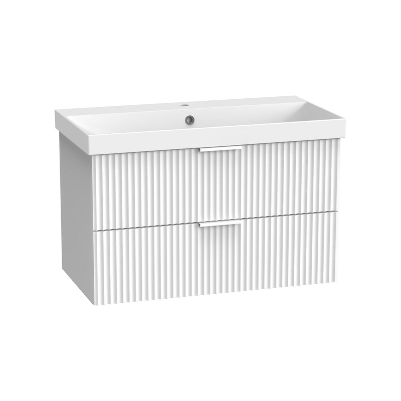 Tavistock Cadence Fluted 800mm Wall Mounted Unit - Matt White