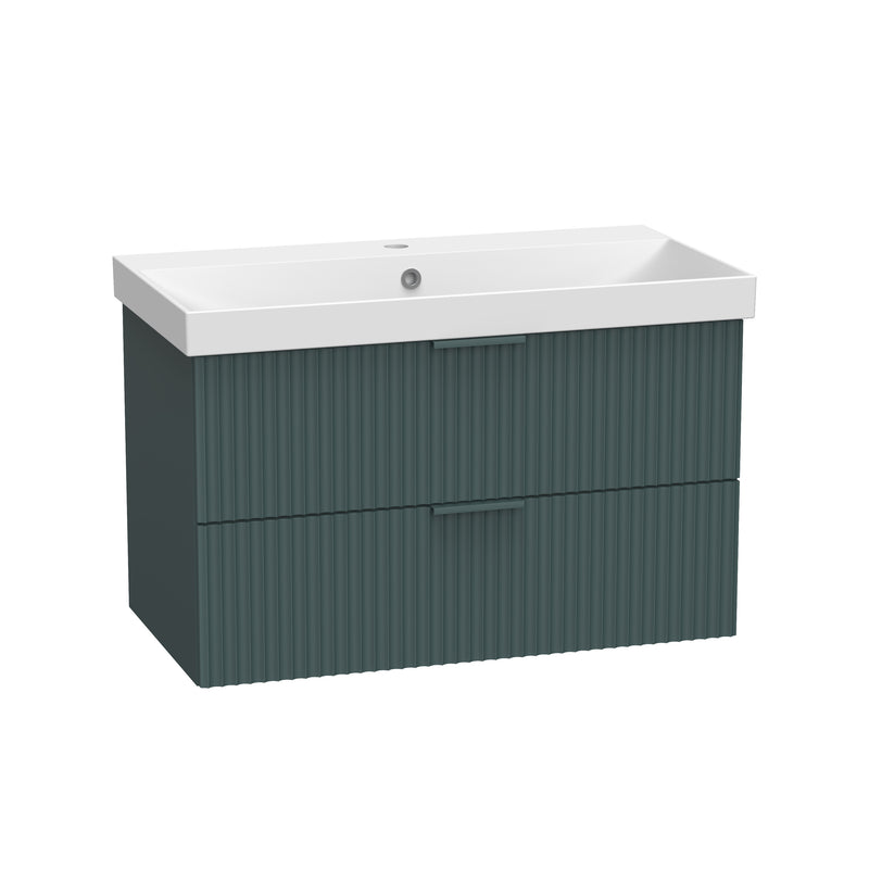 Tavistock Cadence Fluted 800mm Wall Mounted Unit - Matt Viridian Green