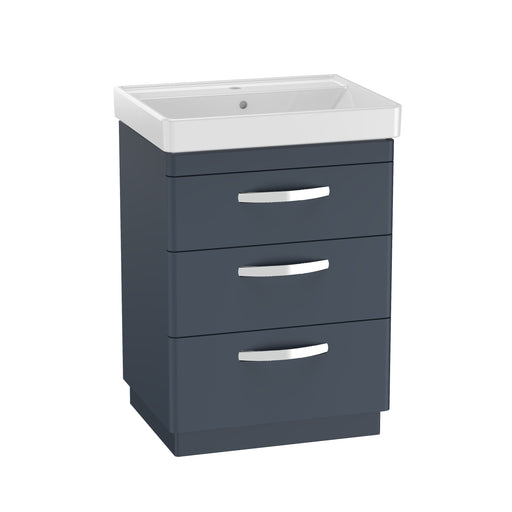Tavistock Compass 600mm 3 Drawer Freestanding Basin Unit - Matt Oxford Blue