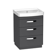 Tavistock Compass 600mm 3 Drawer Freestanding Basin Unit - Matt Storm Grey
