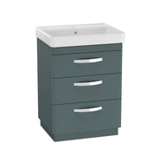Tavistock Compass 600mm 3 Drawer Freestanding Basin Unit - Matt Viridian Green