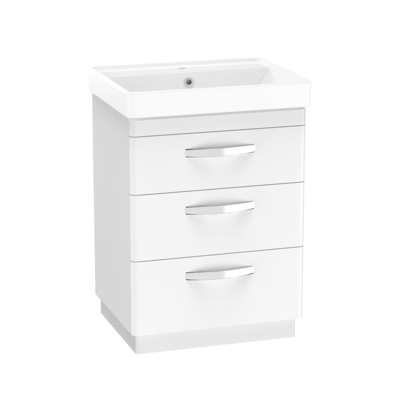 Tavistock Compass 600mm 3 Drawer Freestanding Basin Unit - Gloss White