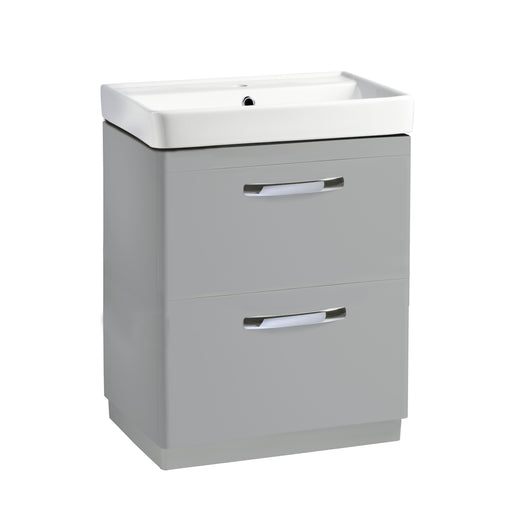Tavistock Compass 600mm Double Drawer Freestanding Basin Unit - Gloss Light Grey