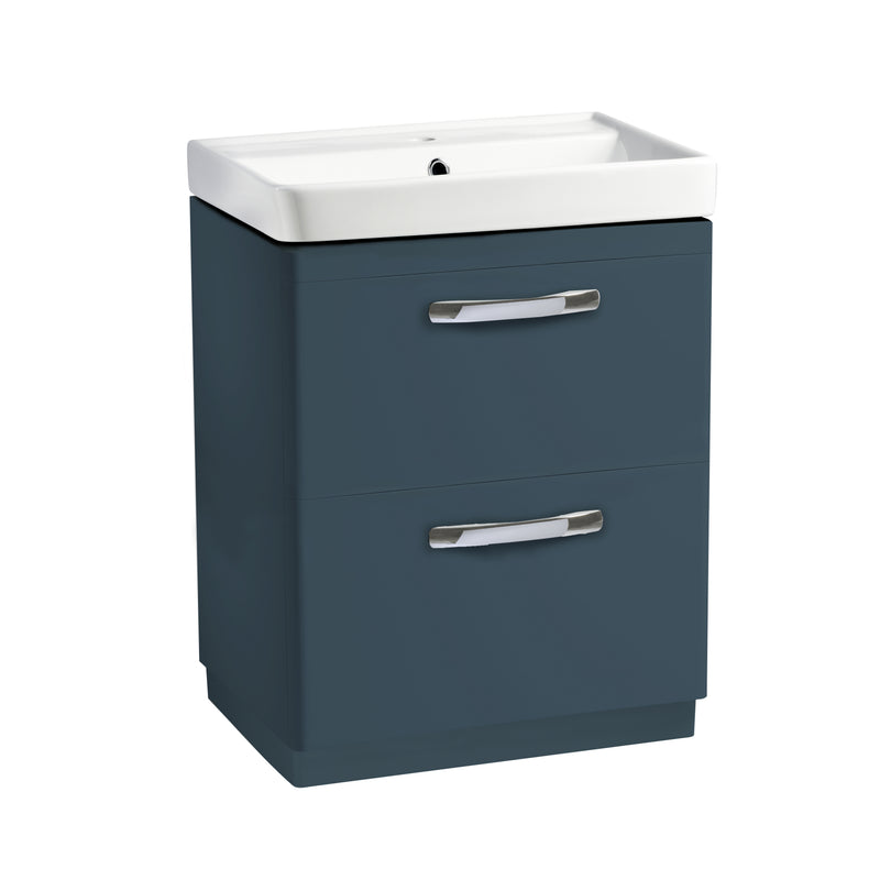 Tavistock Compass 600mm Double Drawer Freestanding Basin Unit - Matt Oxford Blue