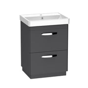 Tavistock Compass 600mm Double Drawer Freestanding Basin Unit - Matt Storm Grey