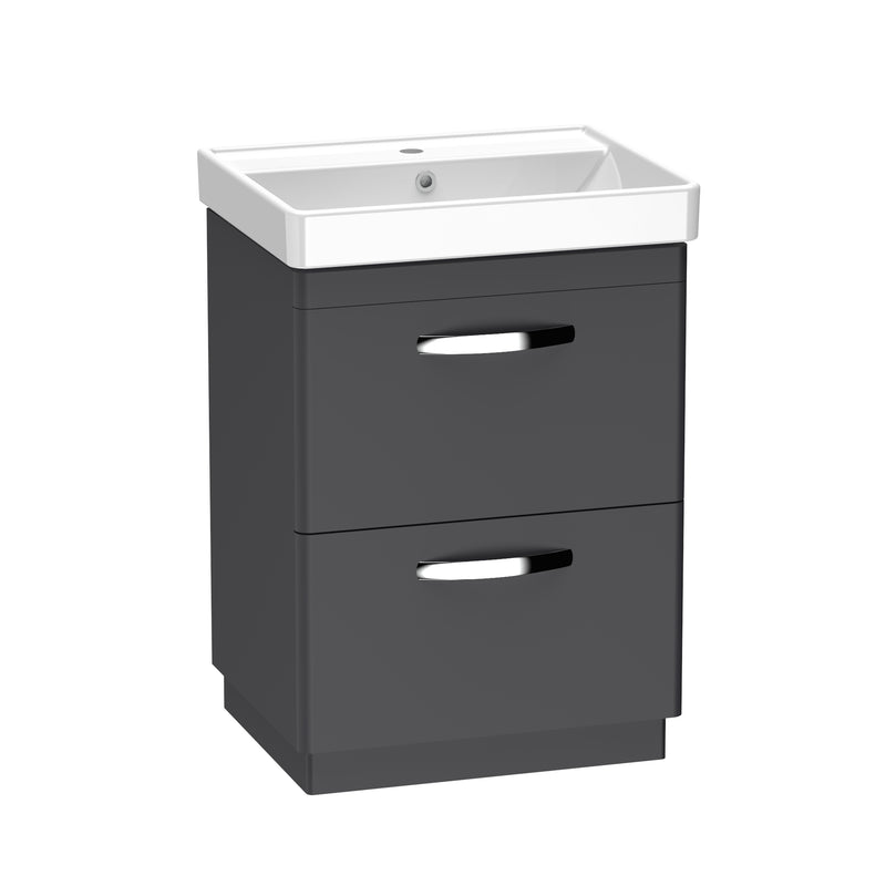 Tavistock Compass 600mm Double Drawer Freestanding Basin Unit - Matt Storm Grey