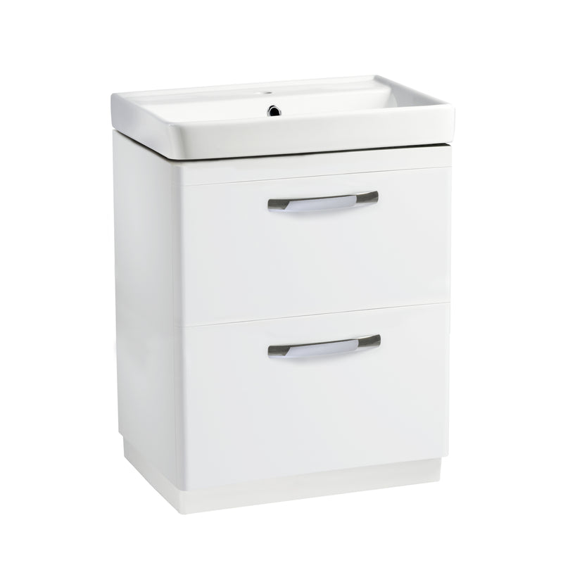 Tavistock Compass 600mm Double Drawer Freestanding Basin Unit - Gloss White