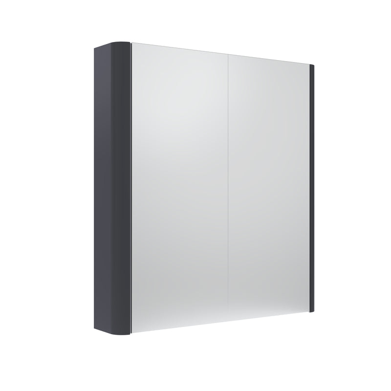 Tavistock Compass 600mm Double Door Non Illuminated Mirror Cabinet - Matt Storm Grey