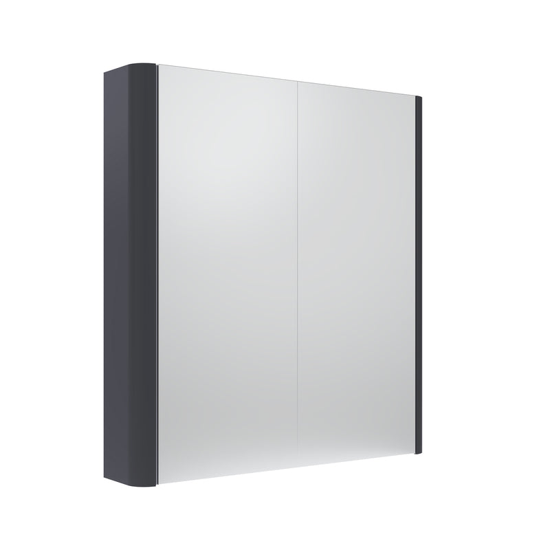 Tavistock Compass 600mm Double Door Non Illuminated Mirror Cabinet - Matt Storm Grey
