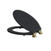 Tavistock Marston Soft Close Moulded Wood Toilet Seat Brushed Brass Hinges - Matt Black