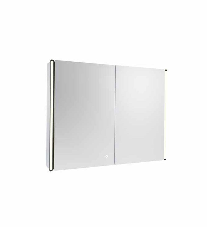 Tavistock Facade 841mm Double Door Illuminated Mirror Cabinet - Black