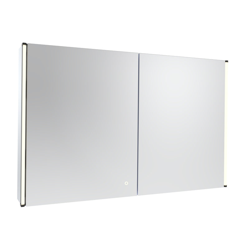 Tavistock Facade 1041mm Large Double Door Illuminated Mirror Cabinet - Black