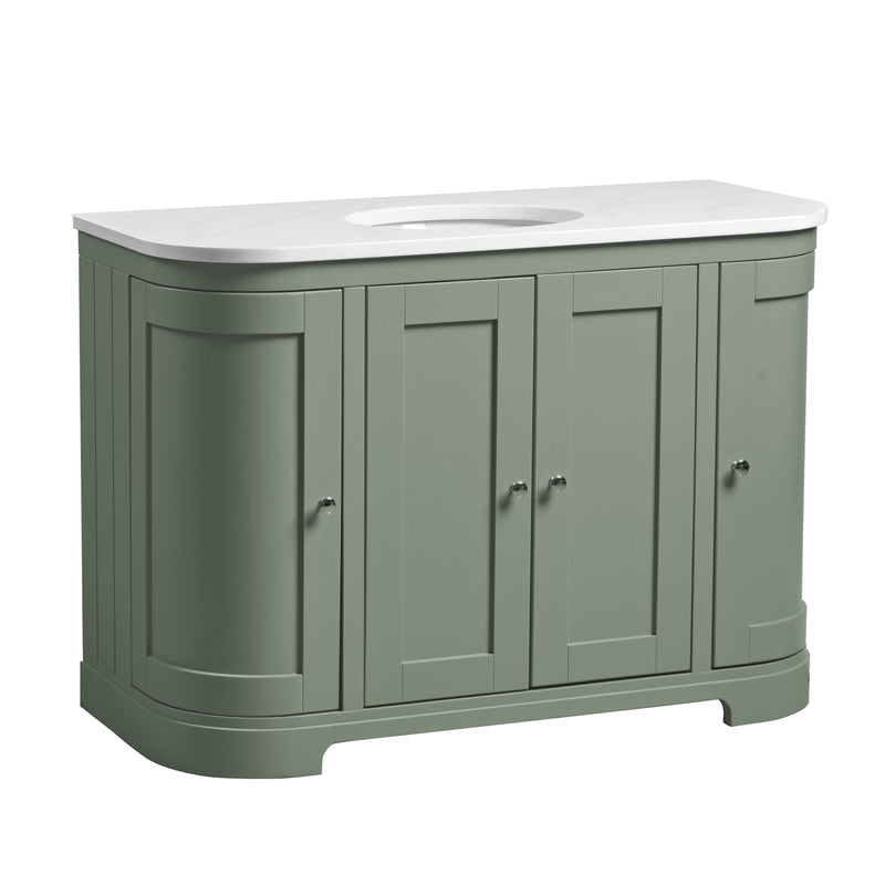 Tavistock Lansdown 1200mm Curved Undermount Basin Unit - Matt Laurel Green