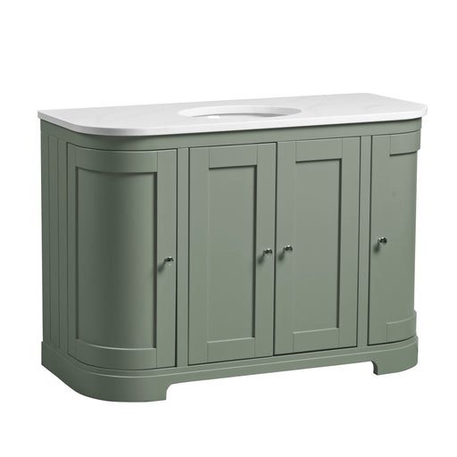 Tavistock Lansdown 1200mm Curved Undermount Basin Unit - Matt Laurel Green