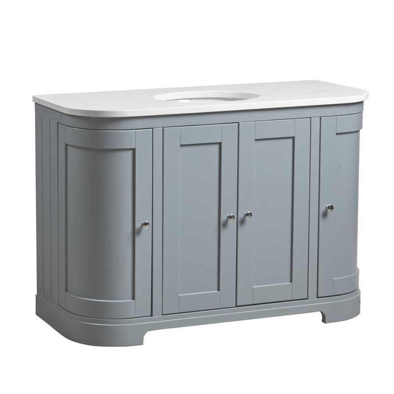 Tavistock Lansdown 1200mm Curved Undermount Basin Unit - Matt Mineral Blue