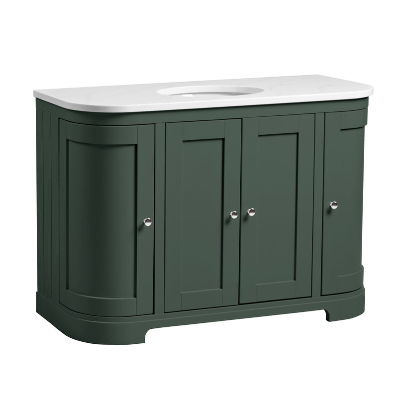 Tavistock Lansdown 1200mm Curved Undermount Basin Unit - Matt Sherwood Green