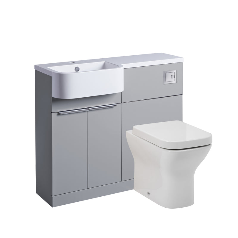 Tavistock Match 1000mm Basin & Back to Wall WC Unit Left Hand - Gloss Light Grey