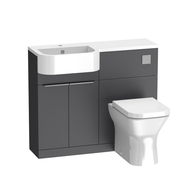 Tavistock Match 1000mm Basin & Back to Wall WC Unit Left Hand - Matt Storm Grey
