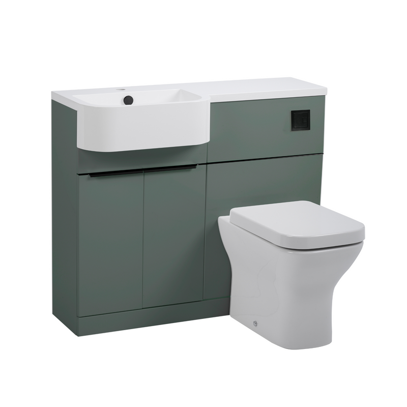 Tavistock Match 1000mm Basin & Back to Wall WC Unit Left Hand - Matt Viridian Green