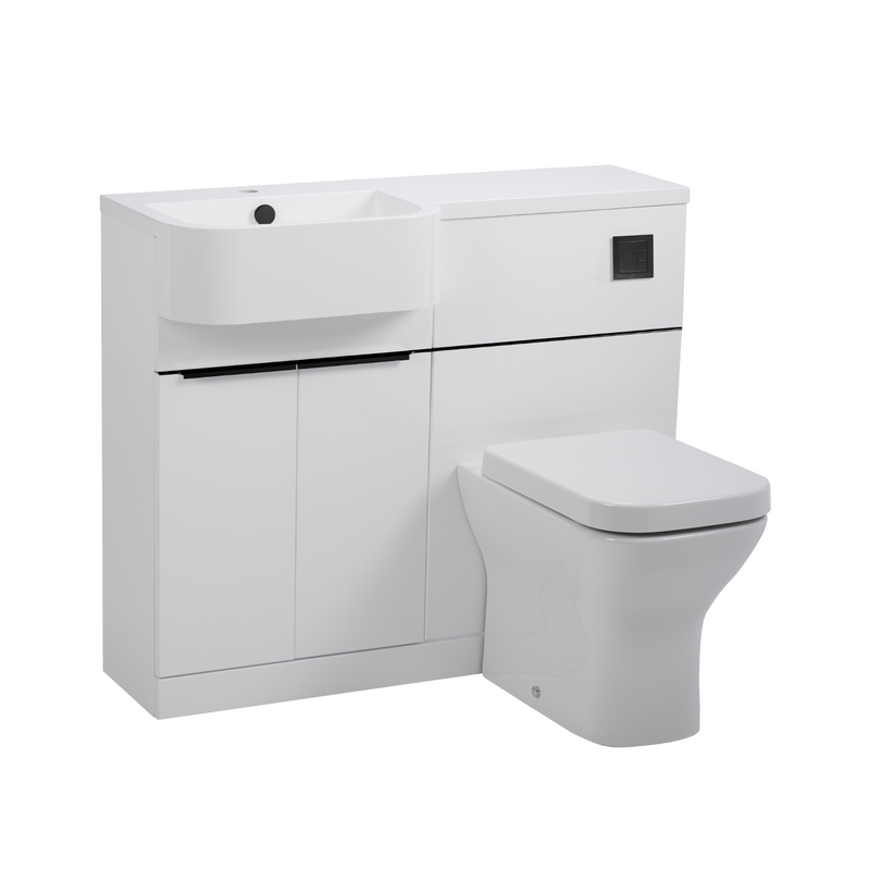 Tavistock Match 1000mm Basin & Back to Wall WC Unit Left Hand - Gloss White